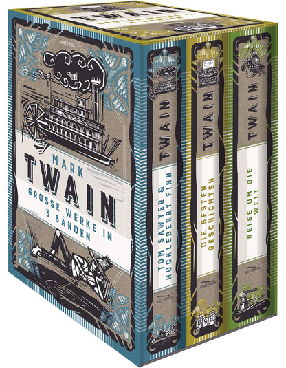 Anaconda Mark Twain, Grosse Werke in 3 Bänden im Schmuck-Schuber (Deutsch, 2023, Mark Twain)