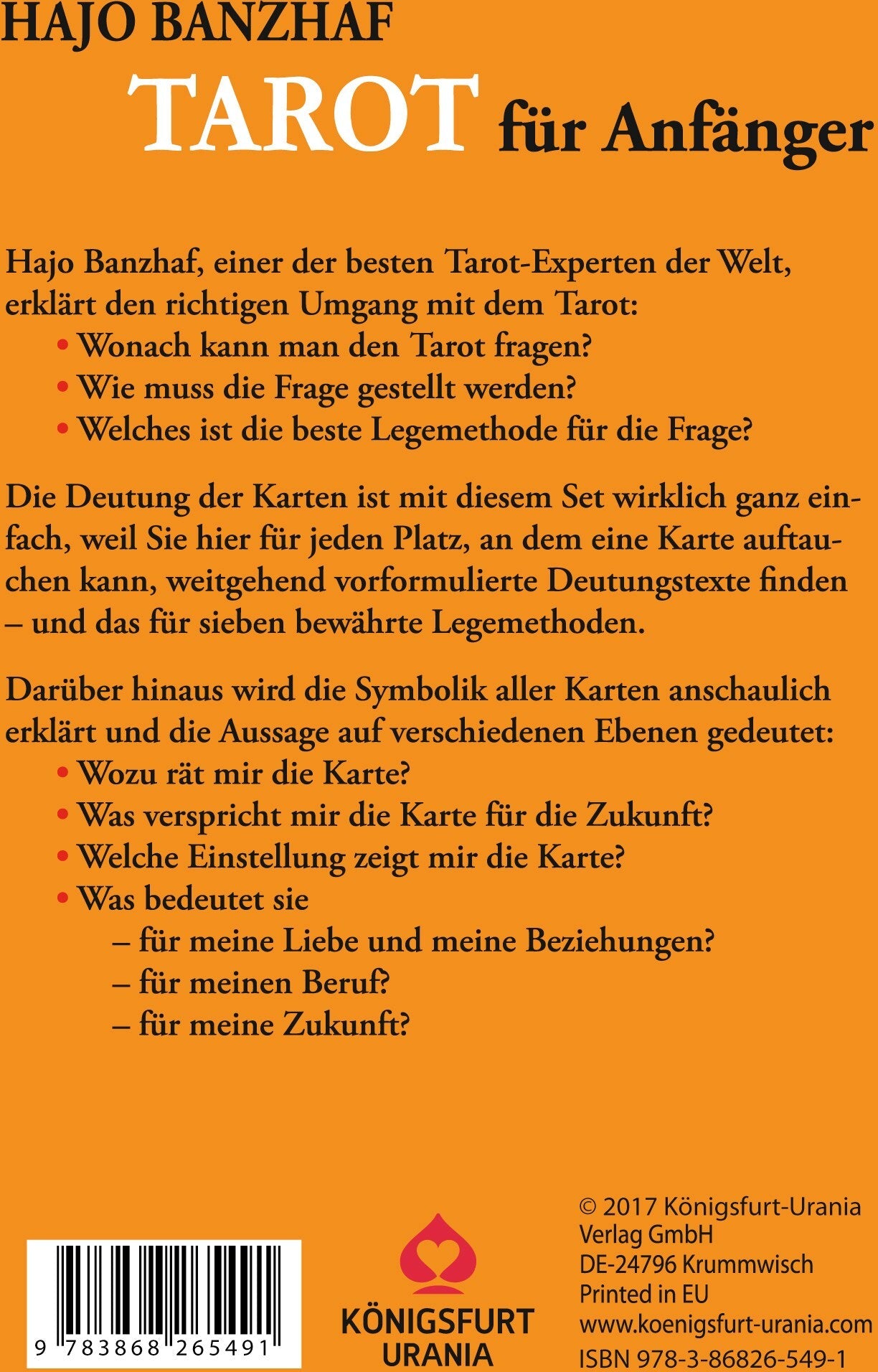 Königsfurt-Urania Tarot für Anfänger (Deutsch, 2017, Hajo Banzhaf)
