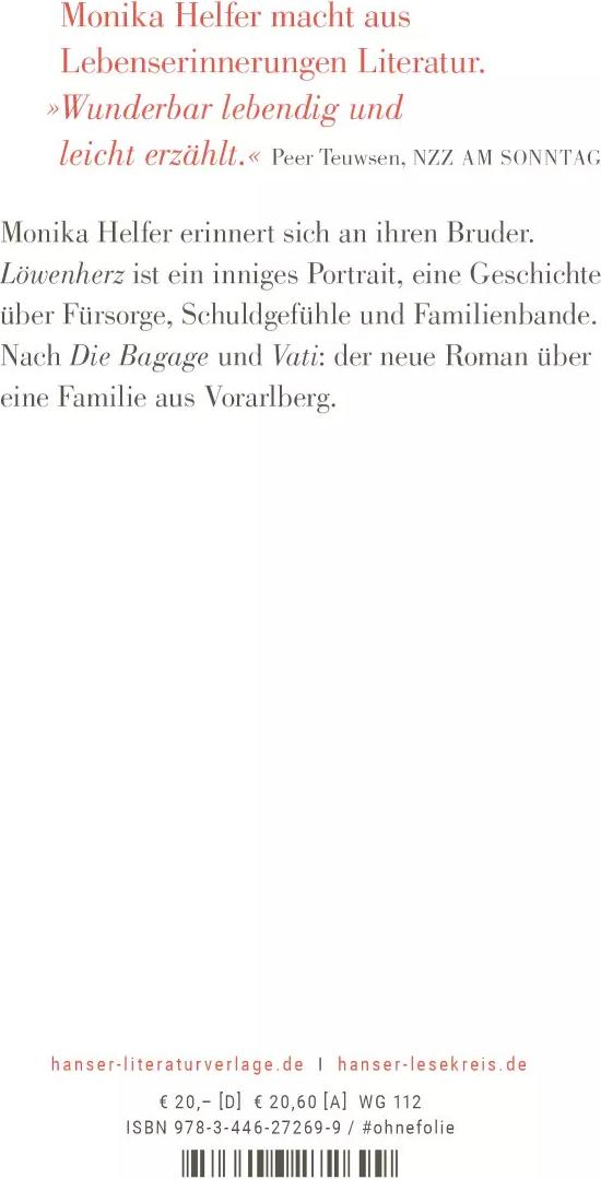 Hanser Löwenherz (Deutsch, 2022, Monika Helfer)