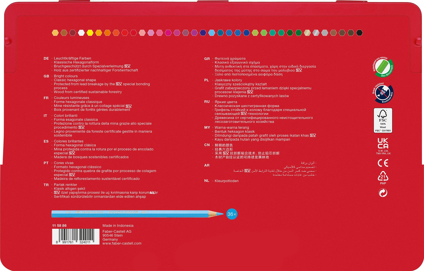 Faber-Castell Buntstift hexagonal 36er-Metalletui