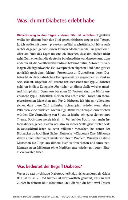 Trias Der Anti-Diabetes-Plan (Deutsch, 2024, Rainer Limpinsel)