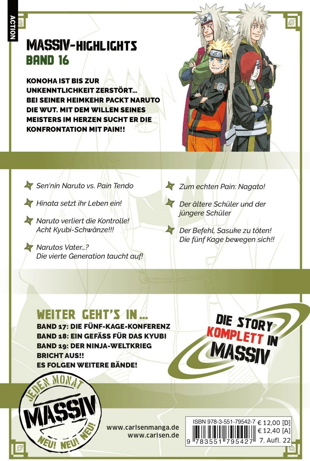 Carlsen NARUTO Massiv 16 (Deutsch, 2018, Masashi Kishimoto)