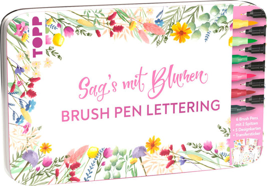 Topp Handlettering Designdose Brush Pens Sag's mit Blumen (Multi, 13 x)