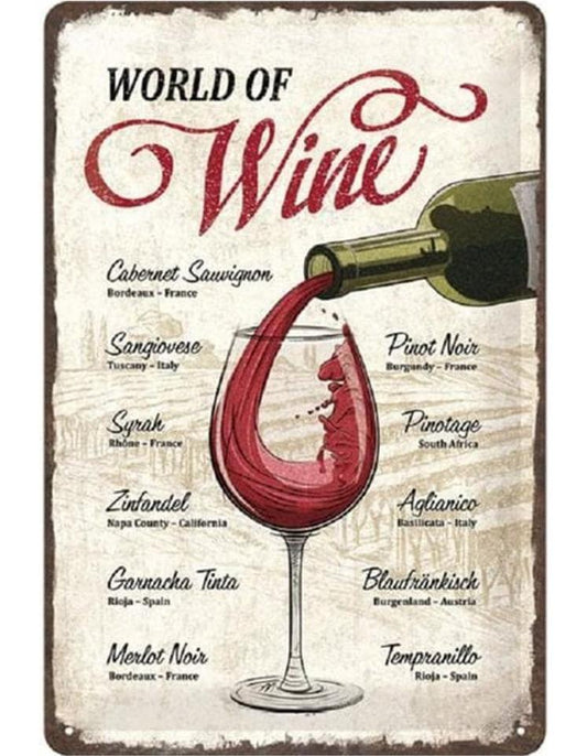 Blechschild "World of Wine" 20 x 30 cm