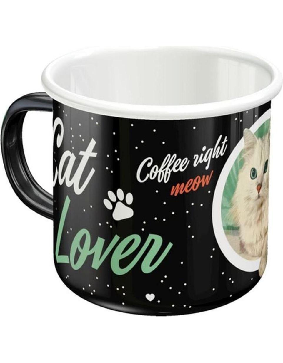Nostalgic-Art Merchandising Tasse Cat Lover Black Enamel Mug, 8x8, 360ml (360 ml, 1 x)