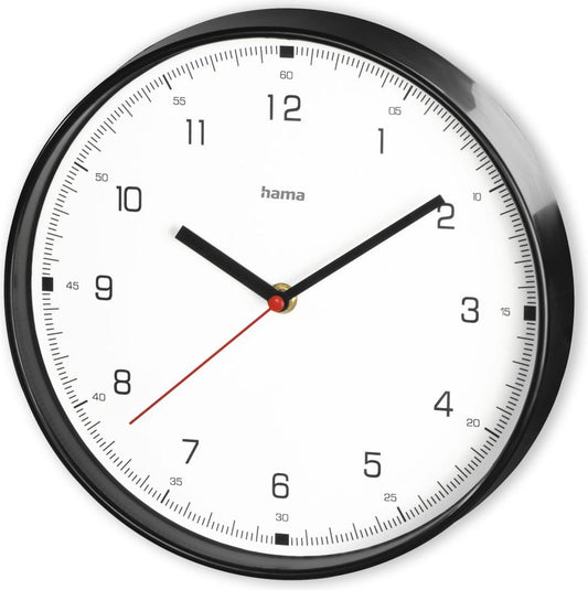 Hama Wanduhr "Linea", Ø 25 cm, geräuscharm, Schwarz