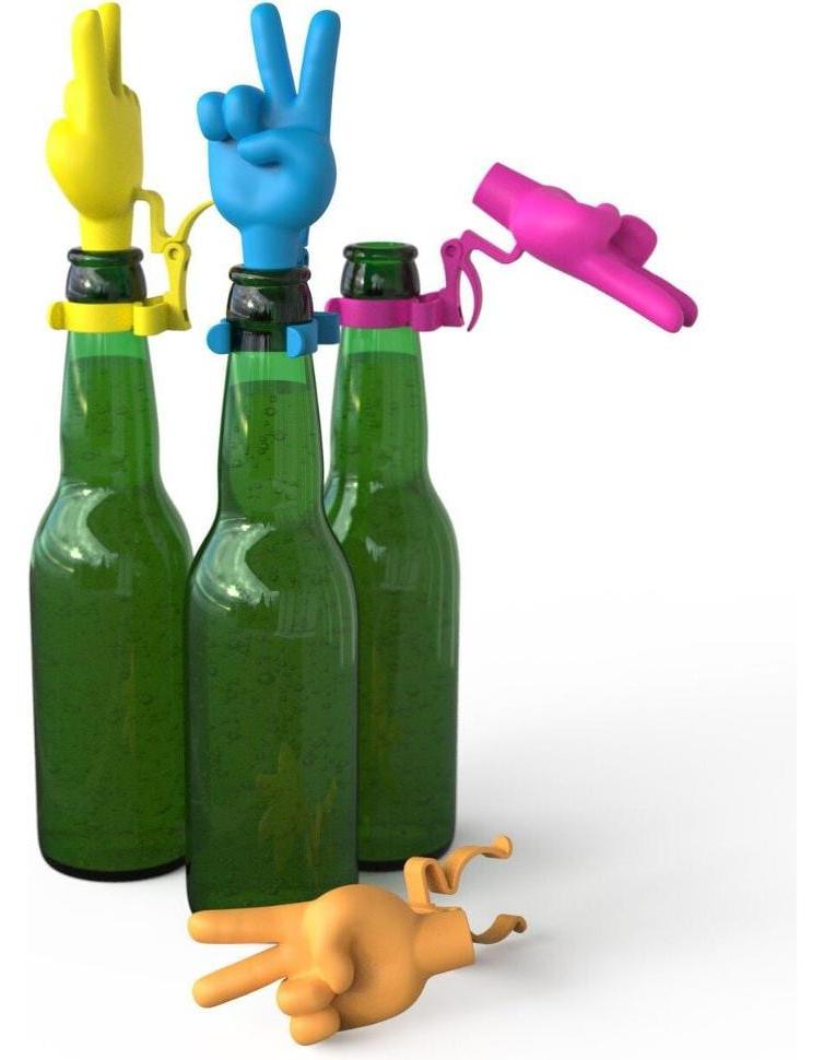 Winkee Bottle stopper - Peace Hand - Set of 4 (Weinverschluss)