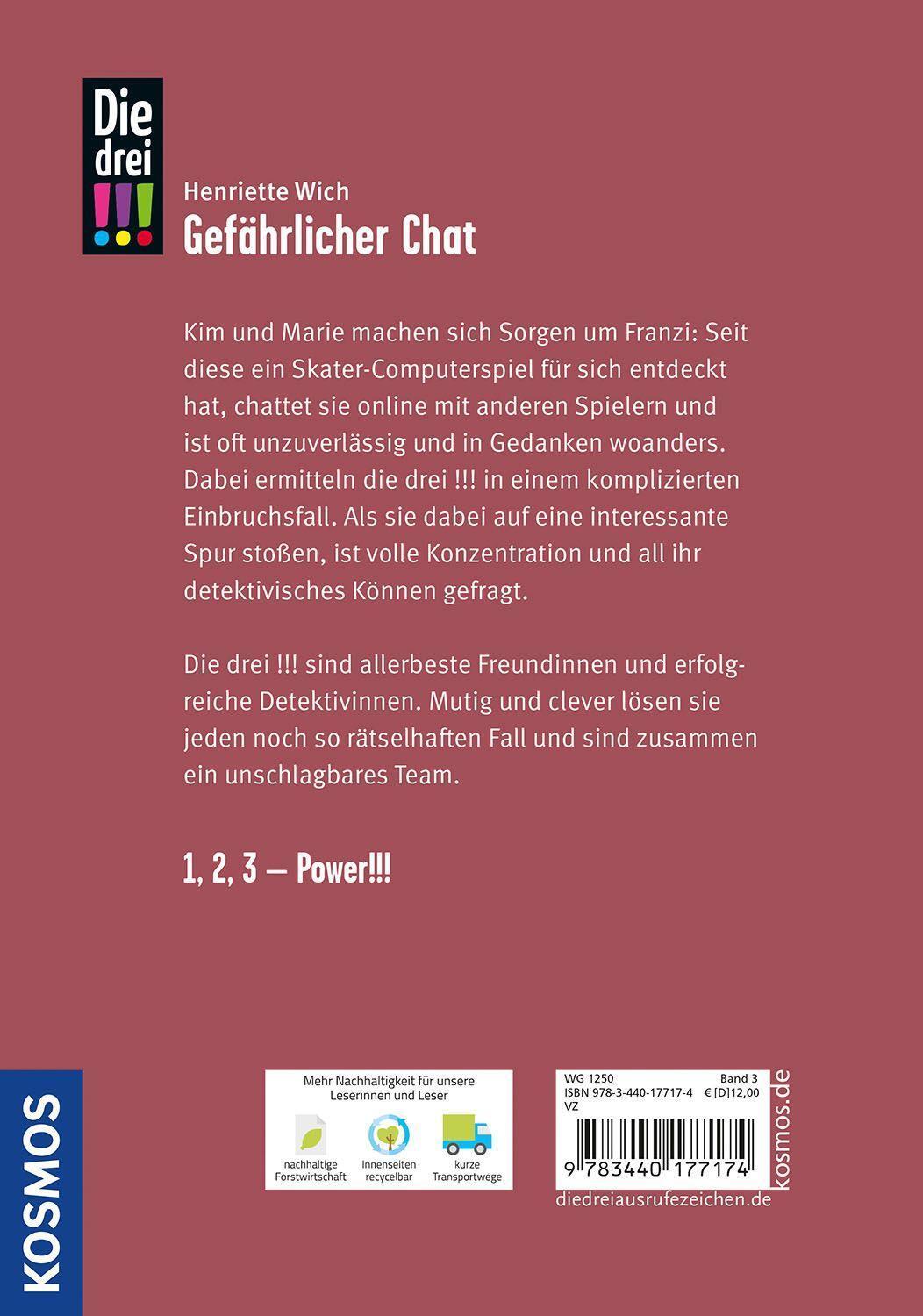 Kosmos Die drei !!!, 3, Gefährlicher Chat (Deutsch, 2023, Ina Biber, Henriette Wich)