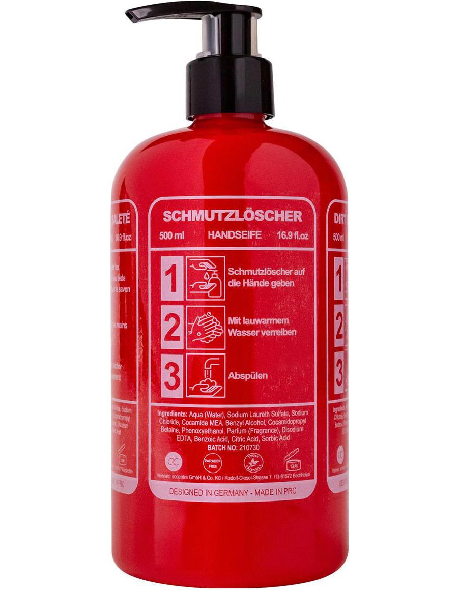 Handseife "SCHMUTZLÖSCHER" in Feuerlöscher-Optik, 500 ml