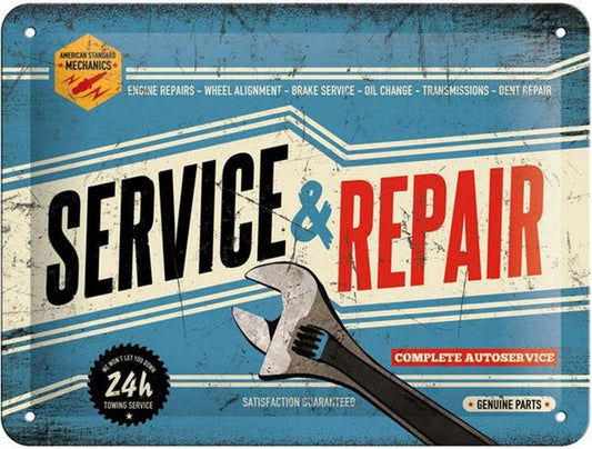 Nostalgic-Art Merchandising Schild Service & Repair 15 x 20 cm, Metall (15 x 20 cm)