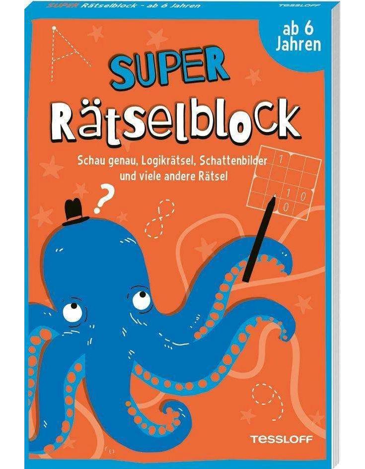 Tessloff Super Rätselblock ab 6 Jahren. Schau genau, Logikrätsel, Schattenbilder und viele andere Rätsel (Deutsch, 2022, Presse Service Stefan Heine)