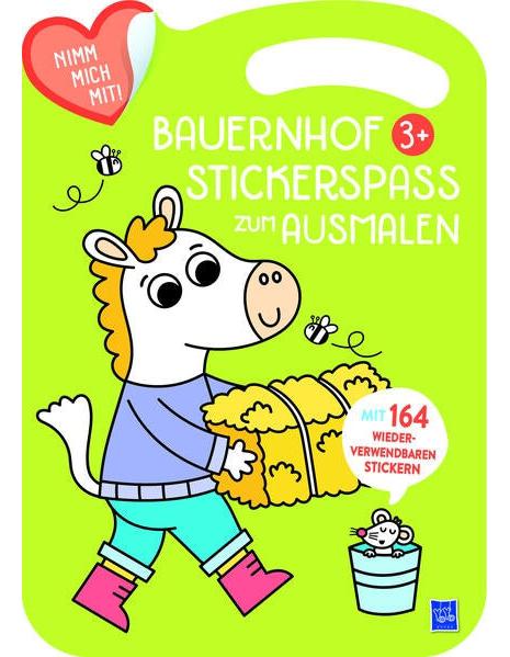 Yoyo Books Bauernhof Stickerspaß zum Ausmalen 3+ (Cover grün, Pferd)