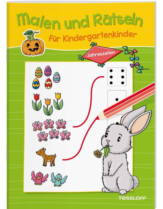 Tessloff Malen und Rätseln für Kindergartenkinder. Jahreszeiten. Suchen, Zählen, Zuordnen, Verbinden für (Deutsch, 2020, Nadja Schwendemann)