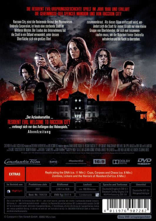 Constantin Film Resident Evil:Welcome to Raccoon City (DVD, 2021)