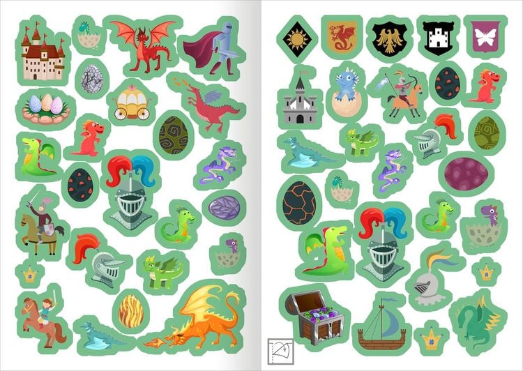 Metallic-Sticker - Ritter & Drachen