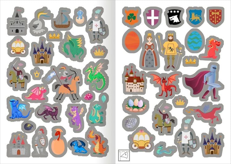 Metallic-Sticker - Ritter & Drachen