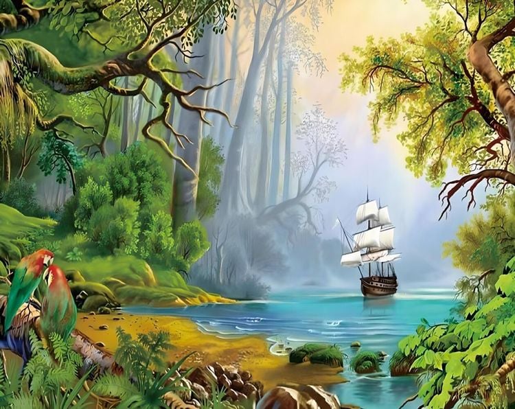 Diamond Painting "Dschungelschiff" 50 x 40 cm