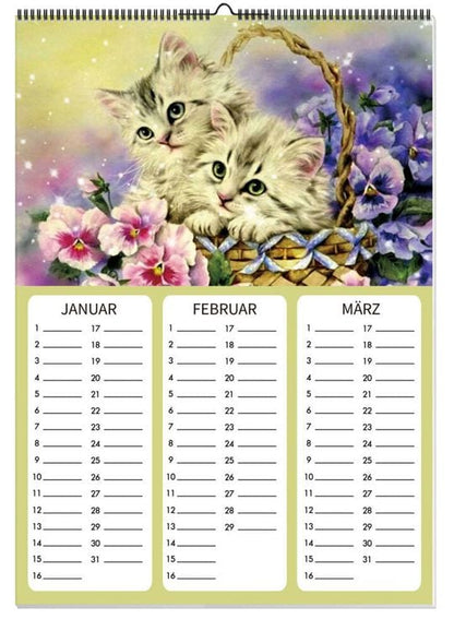 Diamond Painting Kalender immerwährend (Motiv: Katzenpoesie)