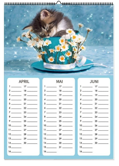 Diamond Painting Kalender immerwährend (Motiv: Katzenpoesie)