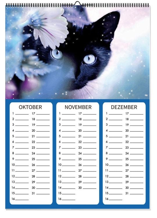 Diamond Painting Kalender immerwährend (Motiv: Katzenpoesie)