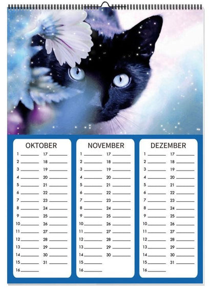 Diamond Painting Kalender immerwährend (Motiv: Katzenpoesie)