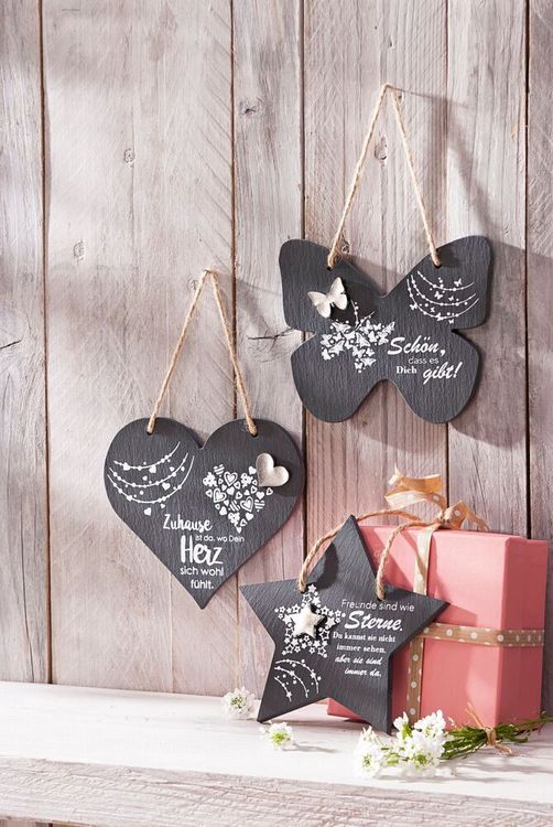 Geschenkset "Liebe Wünsche" aus Schiefer, 3er-Set