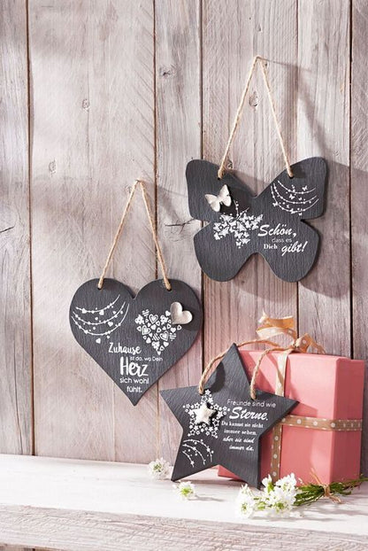 Geschenkset "Liebe Wünsche" aus Schiefer, 3er-Set