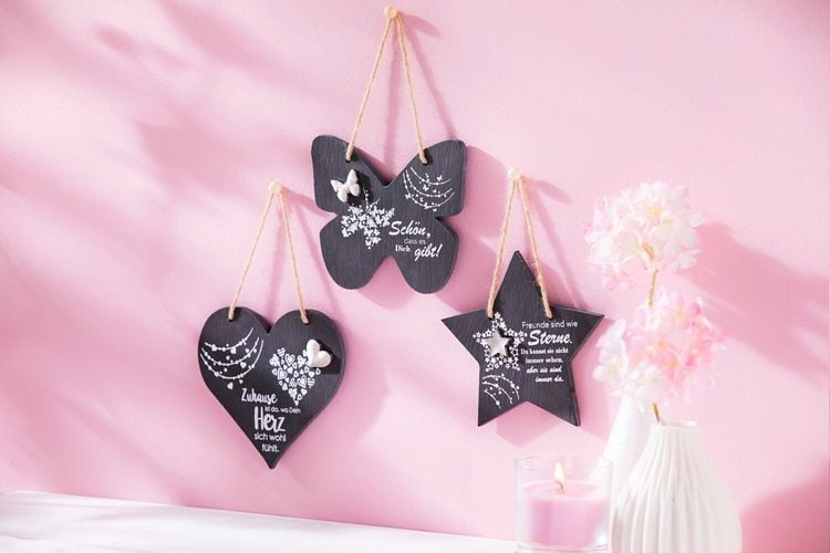 Geschenkset "Liebe Wünsche" aus Schiefer, 3er-Set