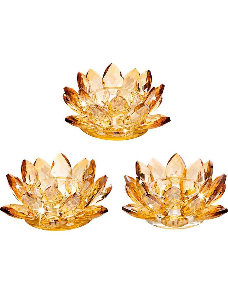 Teelichthalter Glasblüte "Amber" 3er-Set