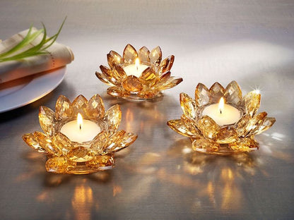 Teelichthalter Glasblüte "Amber" 3er-Set