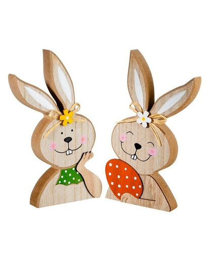 Holzdeko Hasen "Lisa & Lotta" 2er-Set