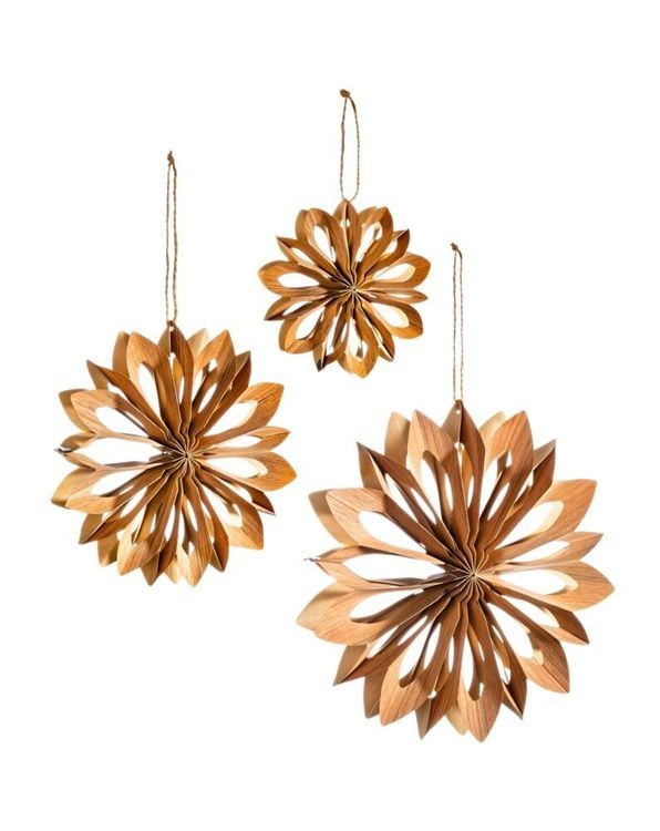 Dekohänger "Flower" Holzoptik (Grösse: 3er-Set)