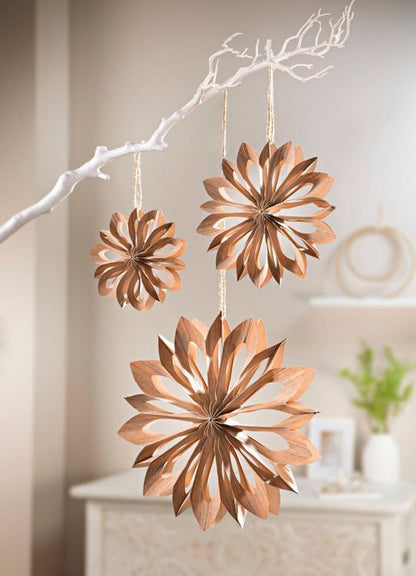 Dekohänger "Flower" Holzoptik (Grösse: 3er-Set)