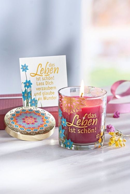 Geschenkset Duftkerze Das Leben ist schön im Glas