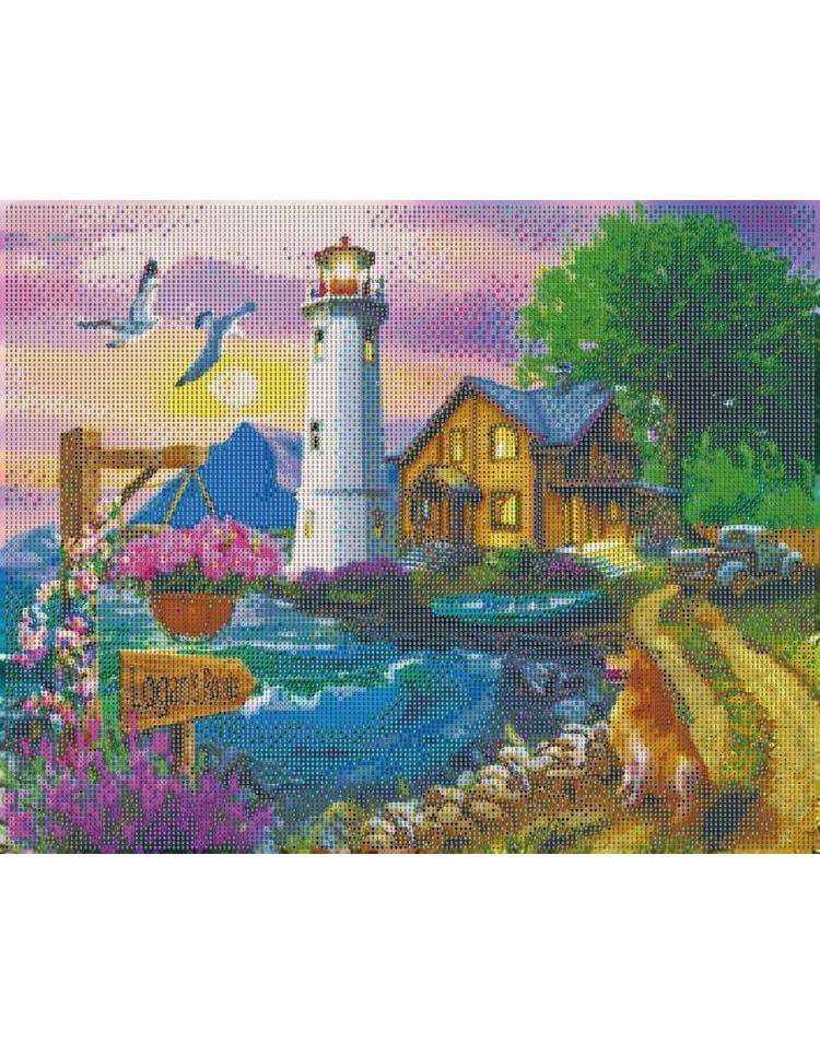Diamond Painting "Sommerlicher Leuchtturm" 50 x 40 cm