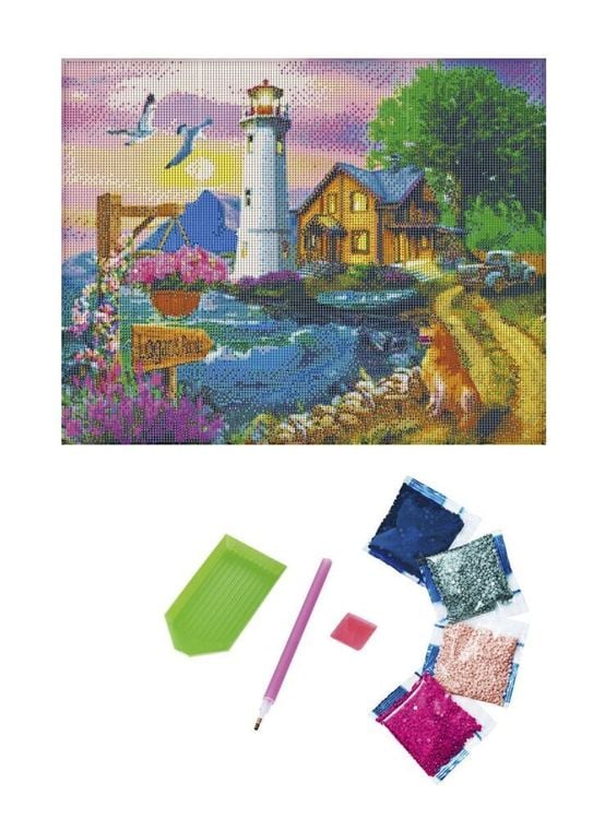 Diamond Painting "Sommerlicher Leuchtturm" 50 x 40 cm