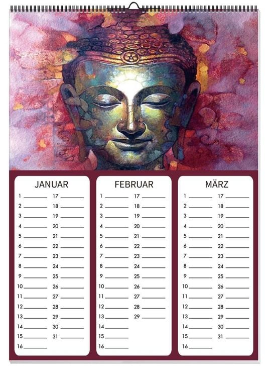 Diamond Painting Kalender immerwährend (Motiv: Glücksboten)