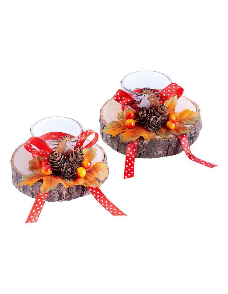 Baumstamm-Teelichthalter "Wood " 2er-Set