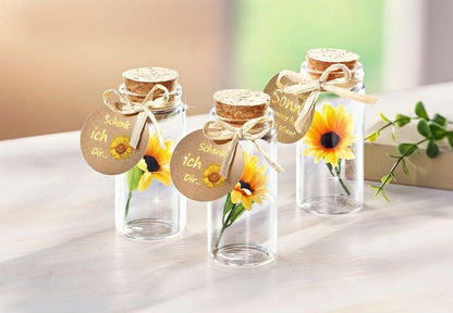 Geschenkset Sonnenblume im Glas, 3er Set