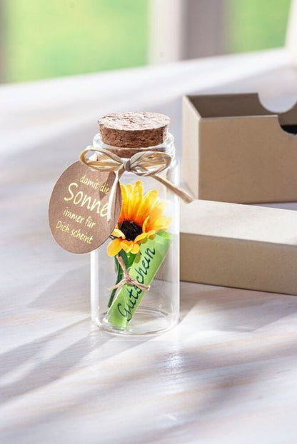 Geschenkset Sonnenblume im Glas, 3er Set