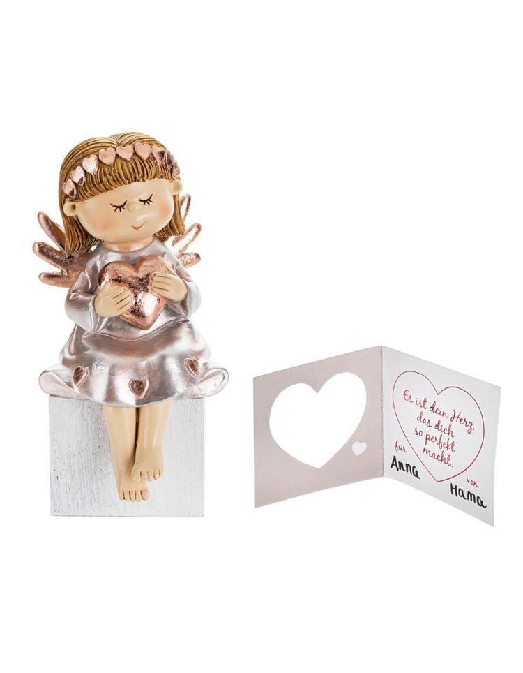 Geschenkset Kantenhocker Engel 'Lina' mit Grusskarte und Geschenkbox