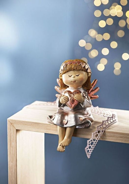 Geschenkset Kantenhocker Engel 'Lina' mit Grusskarte und Geschenkbox