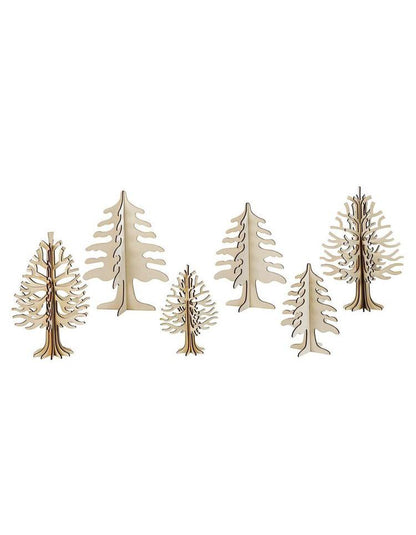 Dekoholzbäume "Natur"  3D zum Stecken, 6er-Set