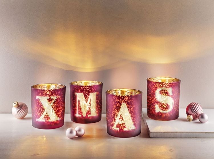 Maxi-Teelichthalter "XMAS" 4er-Set