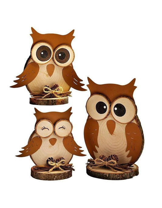 Deko-Eulen "Familie Kauz" 3er-Set