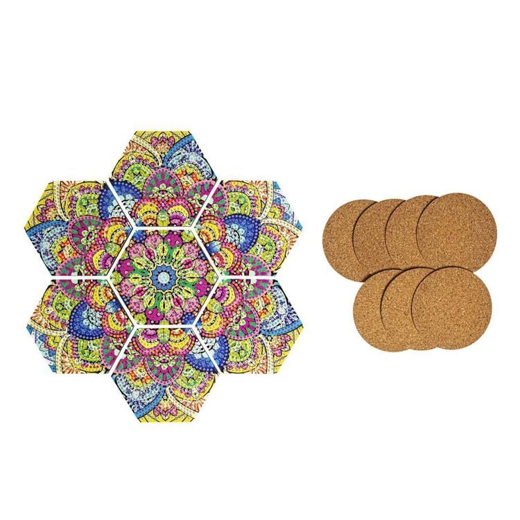 DIY Diamond Painting Untersetzer "Hexagon" 7er-Set