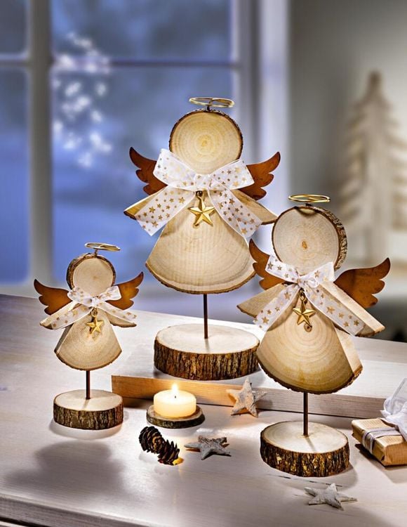 Dekofigur Holzengel 3er-Set