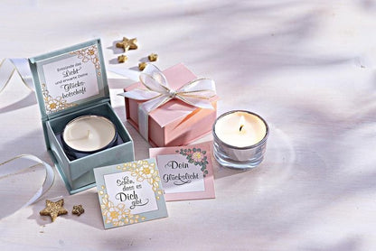Geschenkset Teelichter mit Botschaft, 2er-Set
