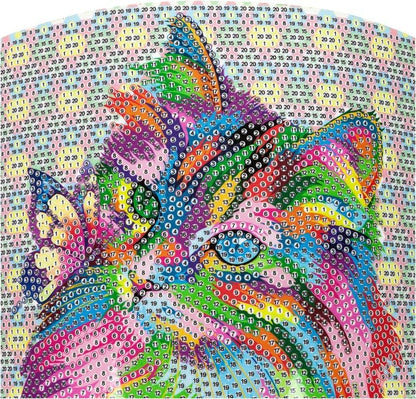Diamond Painting DIY Bastelset Kaffeebecher (Ausführung: Bunte Katze) 470 ml