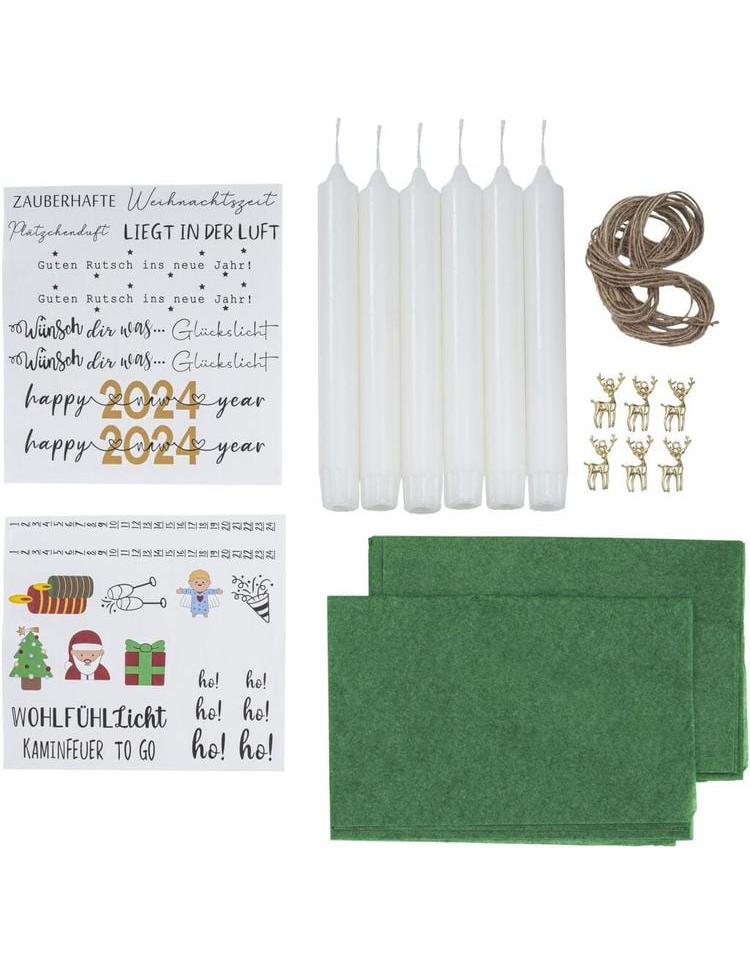 Kerzen-Set mit Tattoovorlagen "Weihnachten&Silvester" 17-teilig